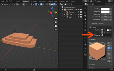 Добавление маппинга в программе Blender 3.6.0